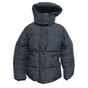 Abercrombie‎ & Fitch Womens S Black Puffer Jacket Hood & Sherpa-Lined Water Wind